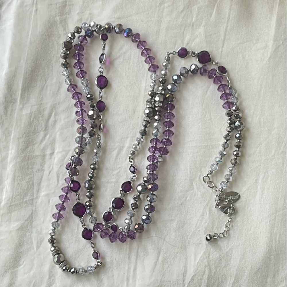 White House Black Market Purple and Silver Necklace long and sparkly